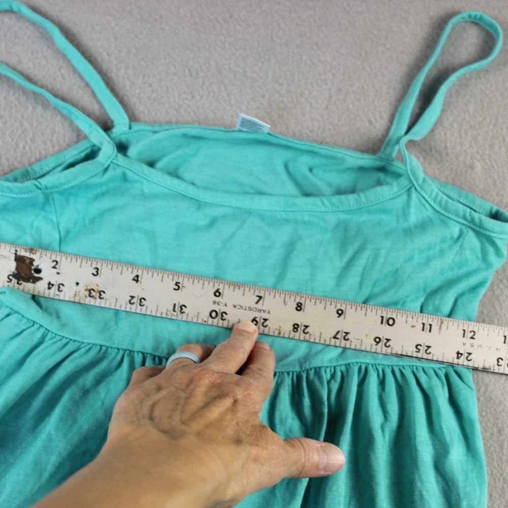 Cami Dress Empire Waist Spaghetti Strap Size M Teal Blue Green Summer Casual
